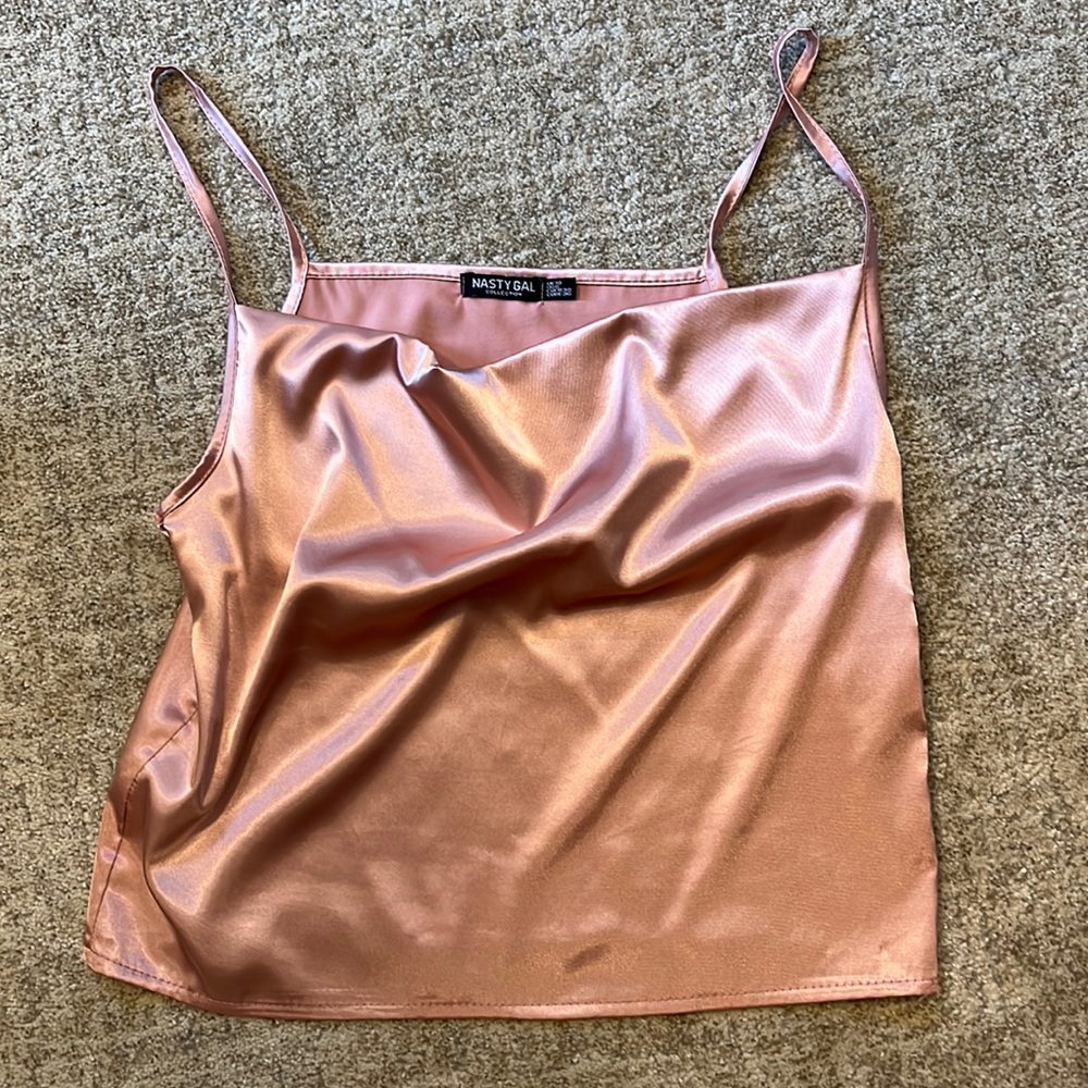 Nasty Gal scoop neck silk dusty rose pink cami size 6